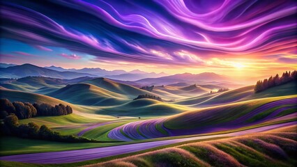 stunning long exposure landscape of a 3d painting in purple and blue hues for captivating visuals