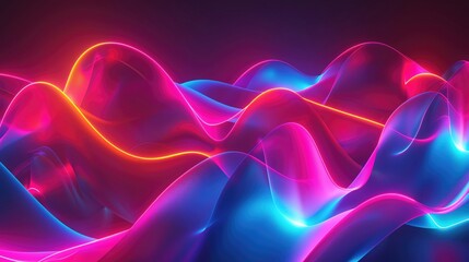 Poster - Vibrant abstract waves of neon light creating a dynamic and energetic visual perfect for modern design and technology themes.