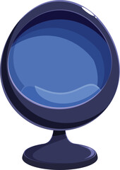 Poster - comfortable round chair standing in an empty room with blue upholstery