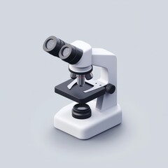 Close-up of a modern microscope on a neutral background, highlighting its design and functionality for laboratory use. 3d model mobile application icons