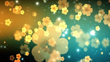 Wall Mural - Abstract background with yellow flowers on a blue and green background with a soft glow.