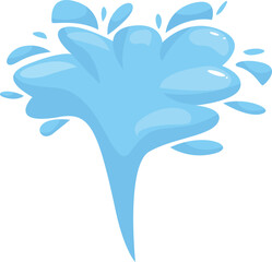 Poster - Blue cartoon water is splashing making a funny shape with drops