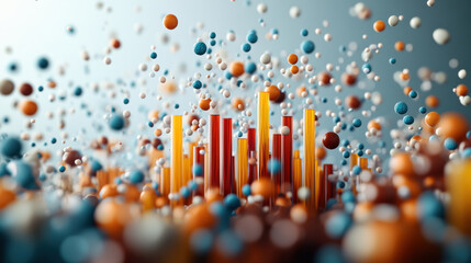 Poster - Colorful abstract representation of particles and bars in motion
