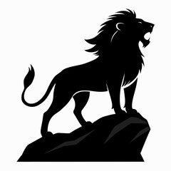 Lion roaring silhouette vector illustration on white background