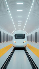 Futuristic train in modern subway station