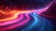 © banyu bening - A glowing, abstract road with pink and blue streaks of light.