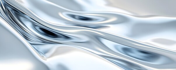 Poster - Holographic Sheen Fluid Texture - Shimmering Metallic Flow in Futuristic Abstract Design with Glowing Reflective Surfaces