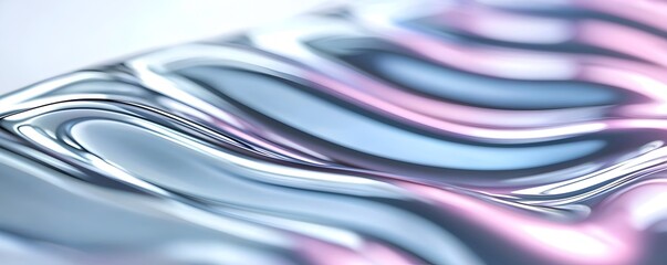 Poster - Holographic Sheen Fluid Metallic Texture - Shimmering Light and Liquid Flow in Futuristic Abstract Design with Glowing Reflective Surfaces