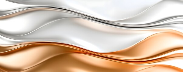 Poster - Fluid Metallic Waves - Sleek Silver and Gold Curves in Modern Art Design Polished Elegance with Dynamic Gradient Textures