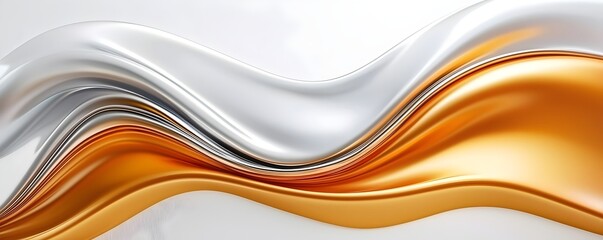 Poster - Elegant Metallic Waves - Fluid Silver and Gold Textures with Sleek Curves and Modern Art Vibes for Contemporary Design