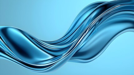 Poster - Glossy Vibrant Blue Fluid Metallic Texture - Captivating Liquid Chrome and Flowing Metal Shapes for Modern Design and Digital Art