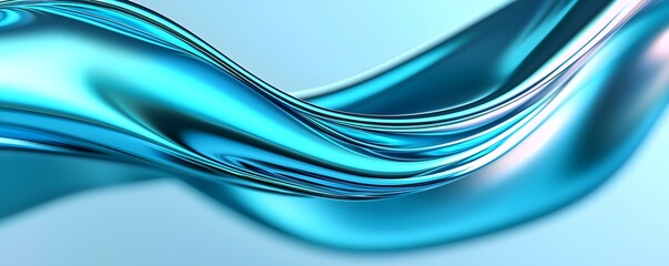 Poster - Electric Blue Fluid Metallic Texture - Dynamic Glossy Chrome Reflections in Seamless Abstract Design