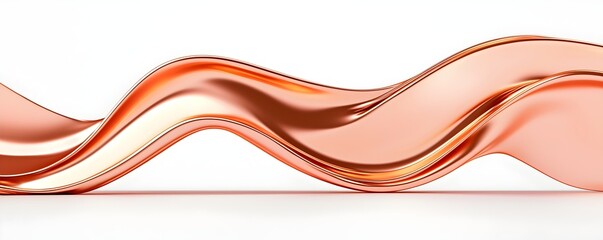 Poster - Fluid Rose Gold Metallic Texture - Smooth Organic Liquid Shapes with Warm Reflections for Elegant Backgrounds and Modern Design Projects