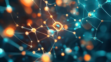 Poster - Abstract network of glowing orbs and lines, creating a futuristic and technological aesthetic.