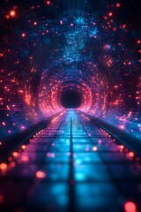 Poster - Vibrant digital background showcasing the technological disruption and digital transformation featuring glitch inspired visual effects holographic data sculptures