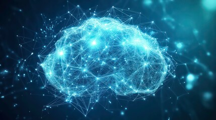Poster - A stylized blue brain with a network of glowing nodes on a dark blue background.