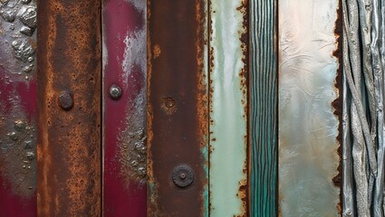 Canvas Print - Abstract texture of rusty metal and wood.