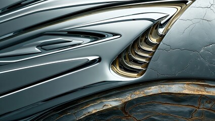 Sticker - Close-up of a futuristic vehicle's metallic body.