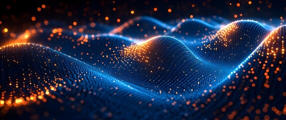 Poster - Captivating digital backdrop showcasing a visually striking and mesmerizing environment ideal for depicting technological networks data transmission and encryption digital archives
