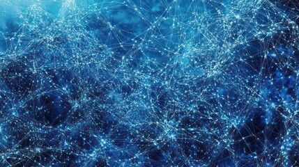 Poster - Abstract blue background with a network of lines and points.