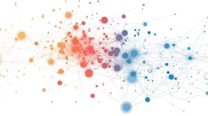 Poster - Abstract network of connected dots in different colors and sizes.