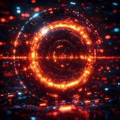 Poster - Futuristic digital backdrop ideal for technological networks AI data transmission and encryption digital archives audio and visual representations and scientific research  Featuring a geometric