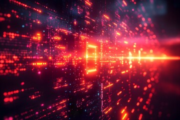 Poster - Seamless digital backdrop ideal for technological networks data transmission and encryption digital archives audio and visual representations and scientific research  Features a moody atmospheric