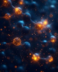 Poster - Luminescent Molecular Structures for Scientific and Virtual Reality Experiments   Futuristic digital background ideal for visualizing cutting edge research 3D protein model simulations