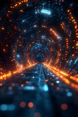 Poster - Futuristic digital background with glitch inspired visual effects generative algorithmic compositions and holographic data sculptures  Ideal for concepts related to technological disruption