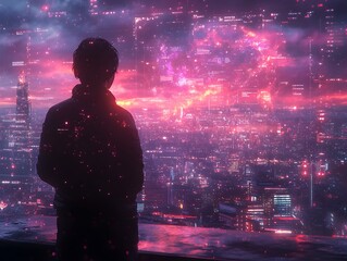 Poster - Cinematic digital realm suitable for representing immersive data visualizations interactive user interfaces holographic projections and audiovisual simulations  Futuristic technology