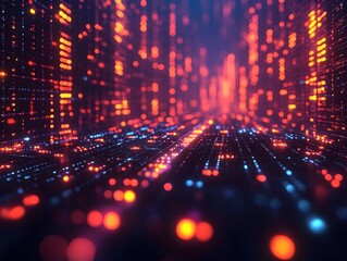 Poster - Luminous Digital Realm Suitable for Showcasing Immersive Data Visualizations Interactive User Interfaces Holographic Projections and AudioVisual Simulations