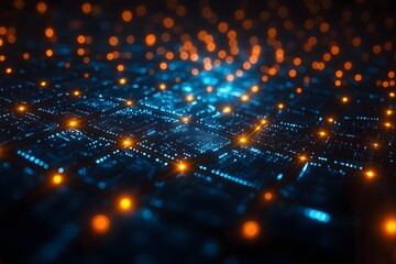 Poster - Luminous digital space showcasing the future of technological breakthroughs featuring quantum computing cryptography