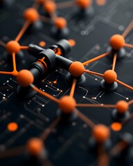 Poster - A visually captivating digital landscape depicting interconnected neural pathways high speed data transmission networks