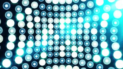Wall Mural - Digital viSual effect featuring abStract glowing blue and white lightS arranged in a grid on a dark background. Suitable for deSign and print.