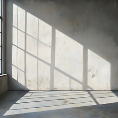 Canvas Print - A sunlit interior with shadows cast on a textured wall, creating a serene atmosphere.