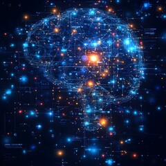 Poster - Sleek and modern digital background ideal for showcasing AI powered innovations neural network node diagrams deep learning model architectures computer vision algorithms