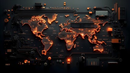 Poster - Optimized Global Logistics Through AI Powered Supply Chain Mapping and Visualization A Sleek Futuristic Digital Solution Showcasing Container Ship Movements Efficient Distribution