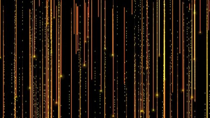 Wall Mural - AbStract compoSition of vertical orange light trailS on a black background. Digital viSual effect for deSign and print.