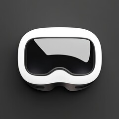 Modern virtual reality headset on a sleek dark background. 3d model mobile application icons