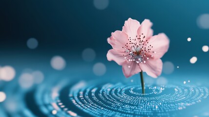 A swirling vortex of code and binary data, morphing into a protective shield around a fragile, delicate flower.