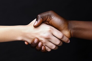 Poster - Two hands clasping tightlyâ€”one in light, one in shadow, symbolizing the overcoming of darkness through compassion