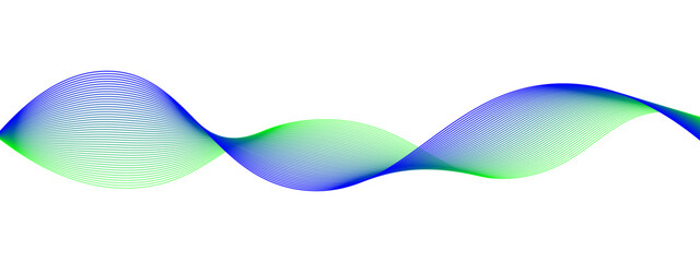 Poster - Vector wave dynamic music lines. Blue and green abstract lines. Sound waves on transparent background for your design. Vector EPS 10