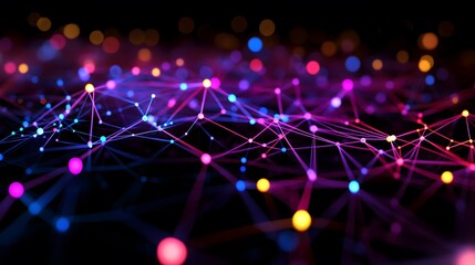 Network connection concept black background illustration. 