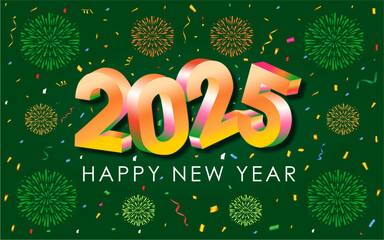 Happy new year 2025 background banner. Elegant vector design for Happy New Year 2025 with flying confetti scattering greetings and celebrations.