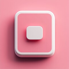 Stylish abstract button design with rounded edges on a pink background. 3d model mobile application icons