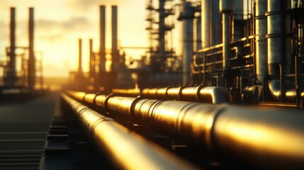 Aufkleber - Pipelines at dawn the industrial landscape of energy production