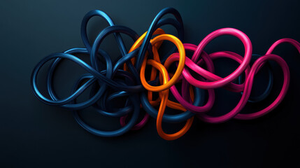 Poster - Intertwined rings and shapes create vibrant abstract composition