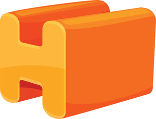 Poster - Orange 3d cartoon letter h standing on white background