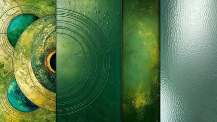 Poster - Abstract art featuring a combination of green, blue, and yellow hues.