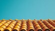© Orxan - Close-up of an orange clay tile roof with a blue sky background, designed for banner use and ample space for copy